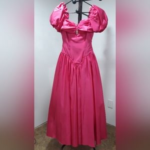 80s Hot pink prom dress vintage